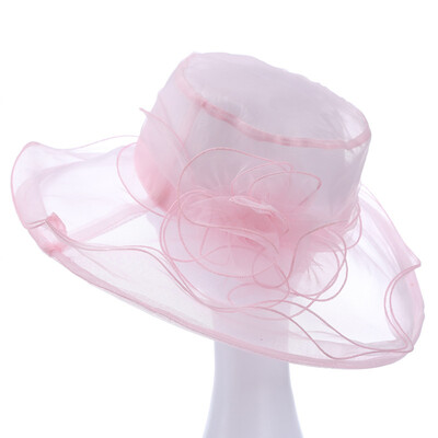 

Fashion Women Bowknot Wide Brim Hat Wedding Church Beach Sun Hats