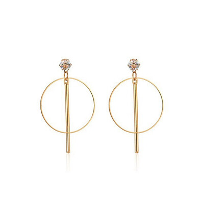 

2019 Fashion Gold Metal Round Disc Statement Earrings for Women Bijoux Brincos Party Gift Big Circle Drop Dangle Earring