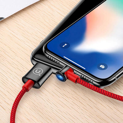 

USAMS US-SJ254 Reversible Phone Cables Bend USB Lightning Smart Power Off Charging Cable For IPhone -12m