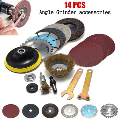 

Cutting Polished Hand Drill Wrench Variable Angle Grinder Kit Rotary Tools 14pcs