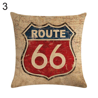 

Vintage Route 66 Linen Pillow Case Soft Cushion Cover Sofa Home Office Decor