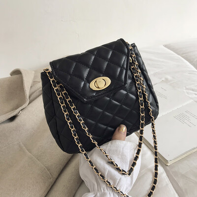 

Lingge chain bag ins simple lock new 2019 Korean version of Joker small fresh shoulder Messenger bag