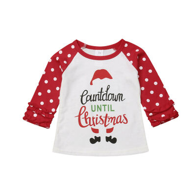 

Christmas Toddler Baby Kid Girl Polka Dot Long Sleeve Cotton T-shirt Top Clothes