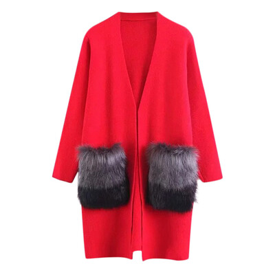 

Toponeto Lady Long Sleeve Casual Wool Pocket Knit Sweater Cardigan Coat Sweater Winter