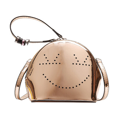 

Tailored Women Smile Dot Shoulder Bag Leather Hollow Out Crossbody Bag Beading Handle Bag