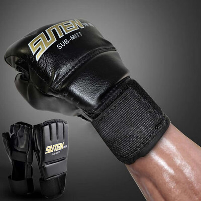 

PU Leather Muay Thai Training Punching Bag Half Mitts Sparring Boxing Gym Gloves - 1 Pair