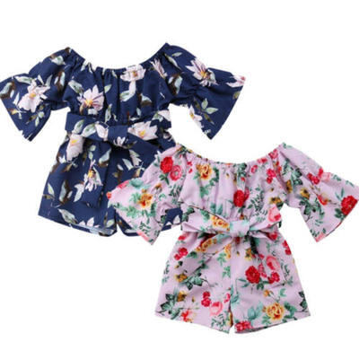 

Canis Kid Baby Girl Floral Off Shoulder Romper Jumpsuit Outfit Clothes Summer UK