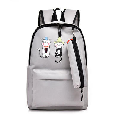 

Cat Print Travel Backpacks with Pen Bags Women Knapsack Nylon School Bags