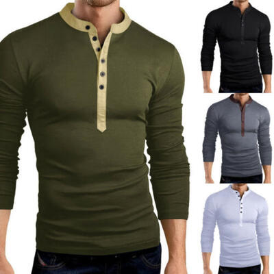 

USA Men Slim Fit V Neck Long Sleeve Cotton Muscle Tee T-shirt Casual Tops Blouse
