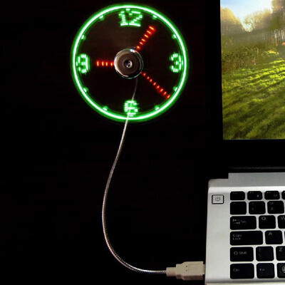 

UF-211-07 Mini USB Portable Real Time Display Fan Cooler Gadgets Flexible Gooseneck LED Clock Cool For Laptop PC Notebook Hand Fan
