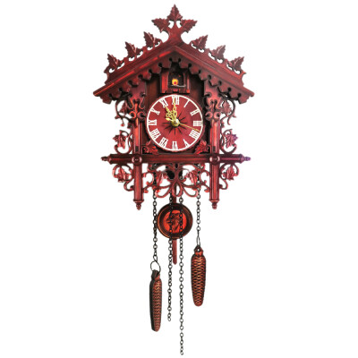 

Vintage Wooden Wall Cuckoo Clock Swinging Pendulum Wood Hanging Crafts Decoration for Home Restaurant Living Room