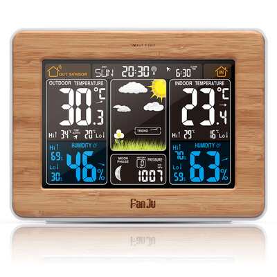 

FanJu FJ3365 Multifunctional Wireless Weather Station Alarm Clock Color Display with Weather Forecast Barometer Moon Phase
