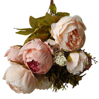 

Siaonvr 1 Bouquet Vintage Artificial Peony Silk Flowers Bouquet for Decoration