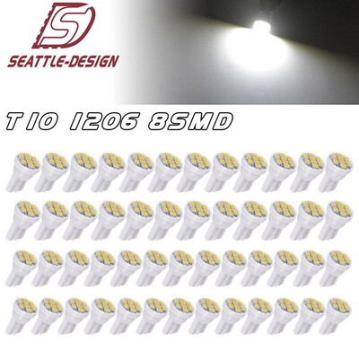 

50x White T10 8SMD LED Dome Map License Interior Light Bulb W5W 192 194 168 2825
