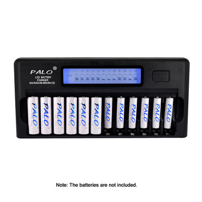 

PALO PL-NC30 Universal Intelligent Battery Charger 4 Inch LCD Display Speedy Smart Charger w 12 Battery Slots for 12V Ni-MH Ni-C