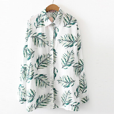 

Starmoon Fashion Women Top Beach Printing Shirt Long Sleeve Lapel Casual Loose Blouse