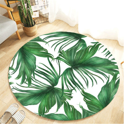 

Toponeto Tropical Plant leaves Pattern Round Flannel Bathroom Kitchen Carpet 80cm