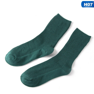 

Autumn Winter Solid color knitting College style Mid tube socks Retro Cotton Socks