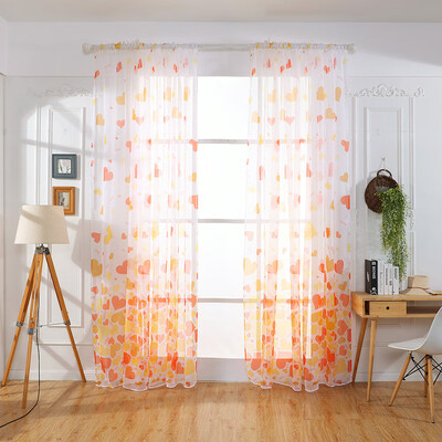 

Toponeto Heart Shaped Curtain Tulle Window Treatment Voile Drape Valance 2 Panel Fabric