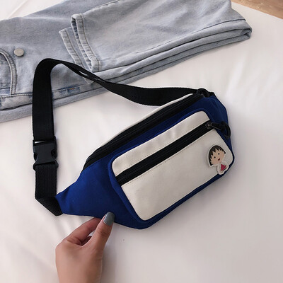 

Fashion sports simple versatile canvas pocket female 2019 new Korean casual personality hit color shoulder Messenger bag