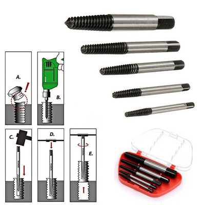 

Siaonvr 5PCS Screw Extractor Drill Bits Guide Broken Damaged Bolt Remover