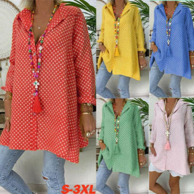 

Womens Summer Tunic Tops Plus Size Casual Loose Tops Blouse V Neck Shirt T-Shirt