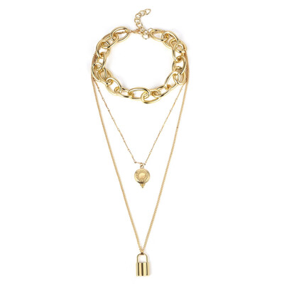 

Vintage Pendant Necklace Bohemian Female Double-layer Necklace Retro Gold Carved Coin Necklace Circle Jewelry Collares New 2019