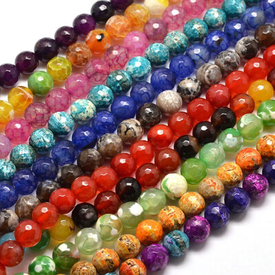 

Dyed Natural Agate Faceted Round Beads Strands Mixed Color 10mm Hole 1mm about 38pcsstrand 15"