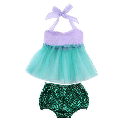 

Toddler Baby Girls Tulle TopsBottoms Briefs Mermaid Swimwear 2pcs Outfits Set