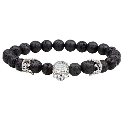 

Energy Stone Beaded Unisex Bracelet Ghost Head Crown Armband Bracelet Charm Bracelet for Men Women