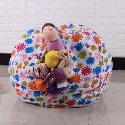 

Kids Stuffed Animal Plush Toy Storage Bean Bag Soft Pouch Stripe Fabric Chair