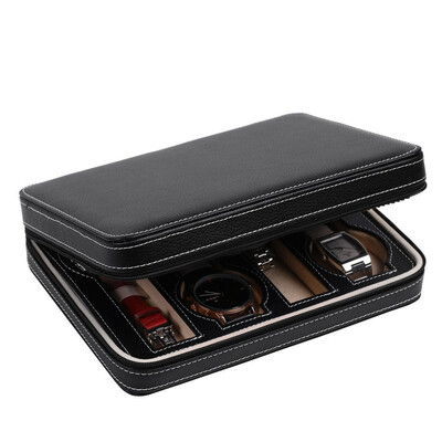

12 Slots Watch Box Case Mens Watch Organizer Lockable Jewelry Display Leather