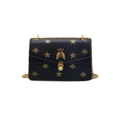 

Summer ins super fire female bag 2019 new embroidery fashion cat head wild single shoulder slung small square bag