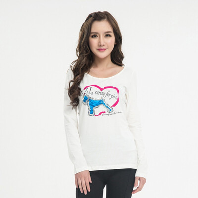 

XUE ZHU Genuine cotton Lycra printed long-sleeved blouse summer&autumn new long-sleeved shirt 13258