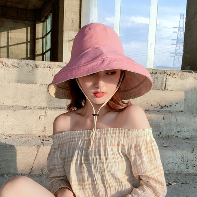 

Sunshade-cap womens summer fish&fu hat large-along solid-color Japanese-style basin cap sun-cap sun-proof