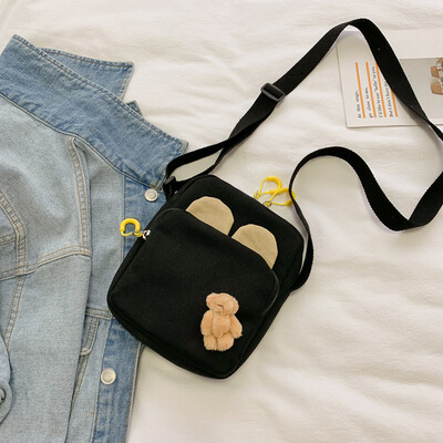 

Small bag canvas womens single-shoulder slant-wrapped students cute Korean old fresh girls ins-son system