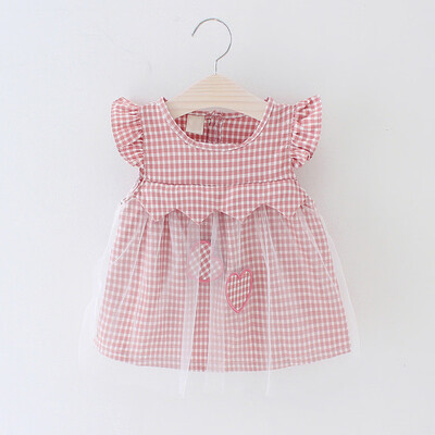 

Toddler Kid Baby Girl Plaid Heart Printed Tulle Party Princess Dress Clothing