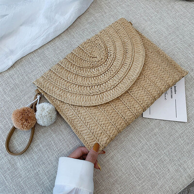 

Mesh red hollow straw package oblique Bag insrattan package beach holiday package round one-shoulder Bag Girl