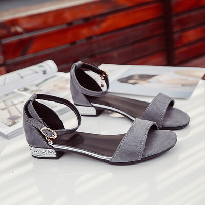

Open-toed flat sandals female 2018 spring&summer new Korean version of chic buckle Joker student Roman female shoes