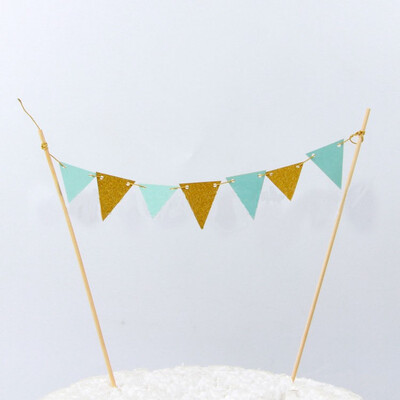 

Fun & Decorative Cake Topper with Colorful Flag Bunting for Parties Birthdays Baby & Bridal Showers