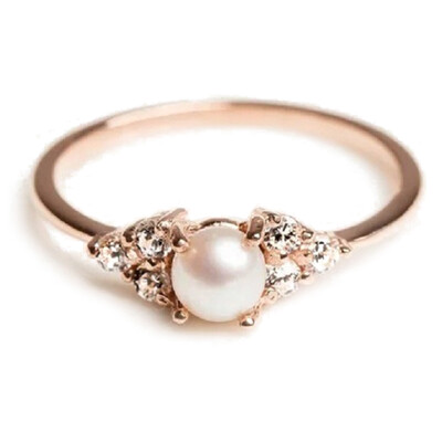 

Available Simple Women Fashion Jewelry 18K Rose Gold Filled Pearl Gemstone Ring