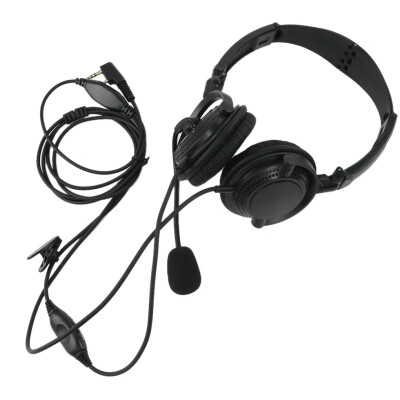 

Microphone Foldable Double Headphones PTT Interphone Replacement for Kenwood Baofeng Two-way Radio