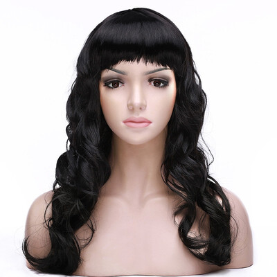 

Long Curly Synthetic Wig with Bangs Hair Wigs Straight Wig Full Head for Women