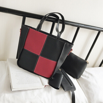 

Women Bag Fashion 2019 Ladies Tote Girls Spliced Color Block Handbag Shoulder Bags Composite Casual Crossbody PU Leather