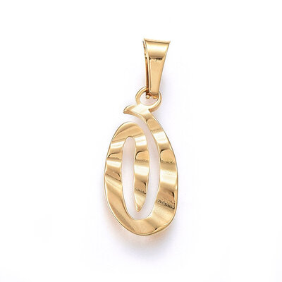 

304 Stainless Steel Pendants Alphabet Golden LetterO 175x85x1mm Hole 6x3mm