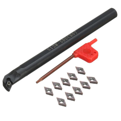 

S12M-SDUCR07 CNC Lathe Turning Tool Holder 10Pcs Steel DCMT0702 Inserts Blade T8 Wrench