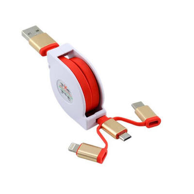 

Retractable Charging Cable Lightning Micro USB Type C 3-in-1 Data Cable For IPhone Samsung Galaxy LG HTC Nokia 33ft-1m