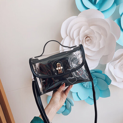 

Tailored Womens Fashion Transparent Small Square Bag Female Jelly Bag Wild Shoulder Bag