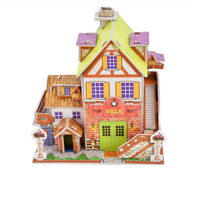 

Tailored 3D DIY Puzzle Castle Model Cartoon House Assembling Paper Toy Kid Early Learning