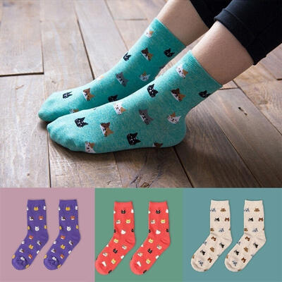 

5 Colors 1 Pair Fashion Women Lovely Cute Cat Socks Animal Cartoon Cotton Socks